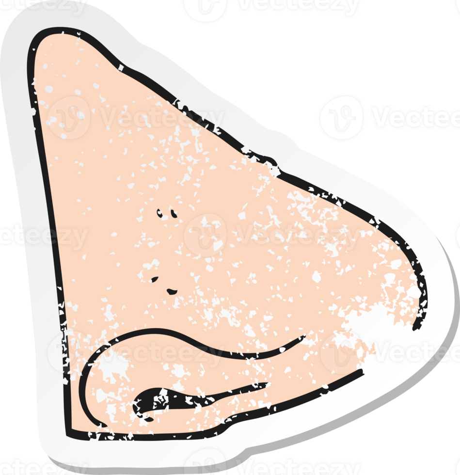 retro distressed sticker of a cartoon nose png