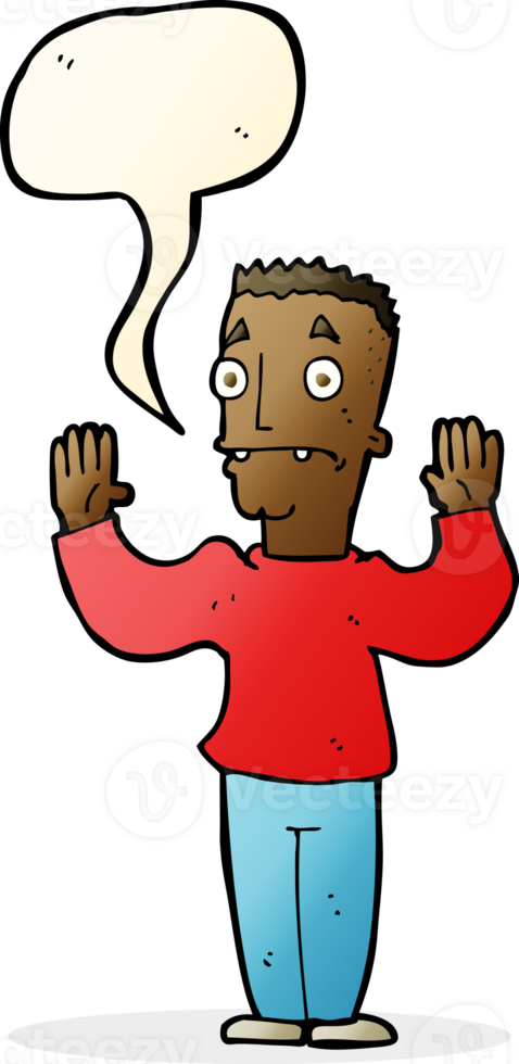 cartoon man surrendering with speech bubble png
