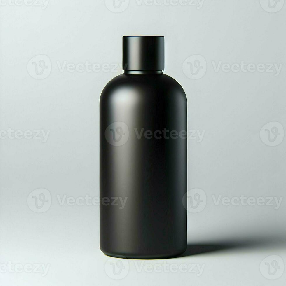 AI generated 3D illustration Rendering Aluminium Bottle on White Background Black Grey White photo