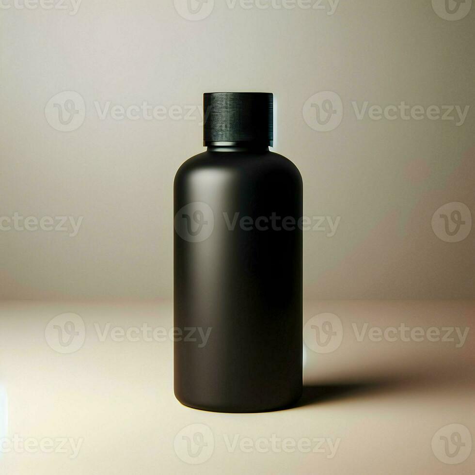 AI generated 3D illustration Rendering Aluminium Bottle on White Background Black Grey White photo