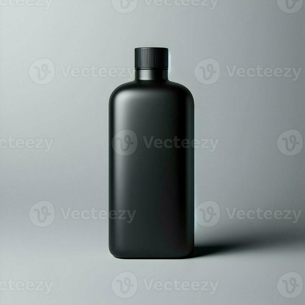 AI generated 3D illustration Rendering Aluminium Bottle on White Background Black Grey White photo