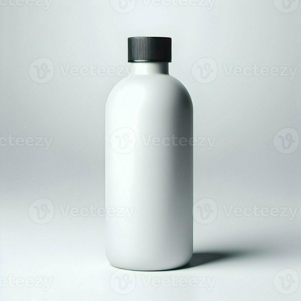 AI generated 3D illustration Rendering Aluminium Bottle on White Background Black Grey White photo