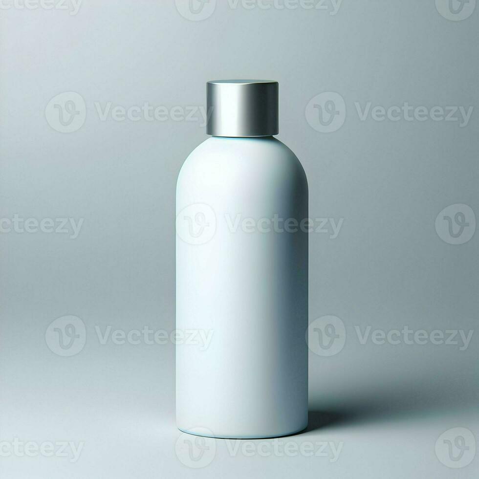 AI generated 3D illustration Rendering Aluminium Bottle on White Background Black Grey White photo