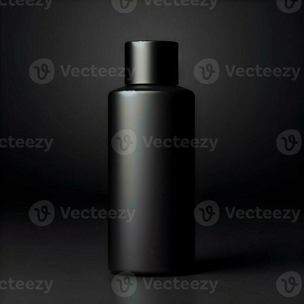AI generated 3D illustration Rendering Aluminium Bottle on White Background Black Grey White photo