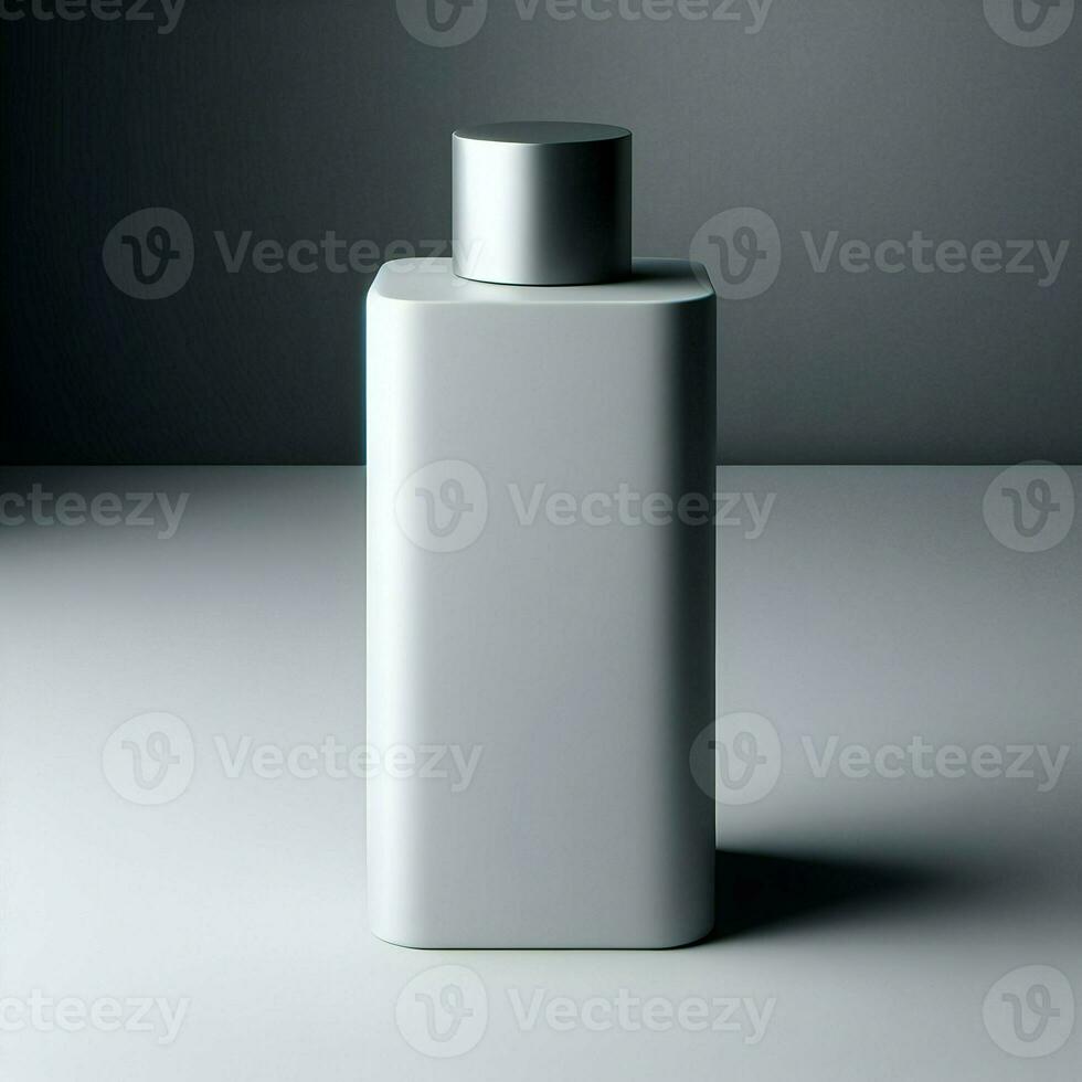 AI generated 3D illustration Rendering Aluminium Bottle on White Background Black Grey White photo
