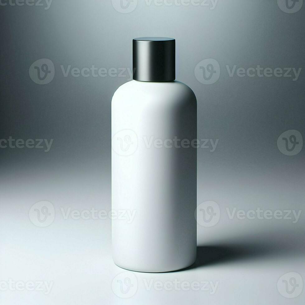 AI generated 3D illustration Rendering Aluminium Bottle on White Background Black Grey White photo