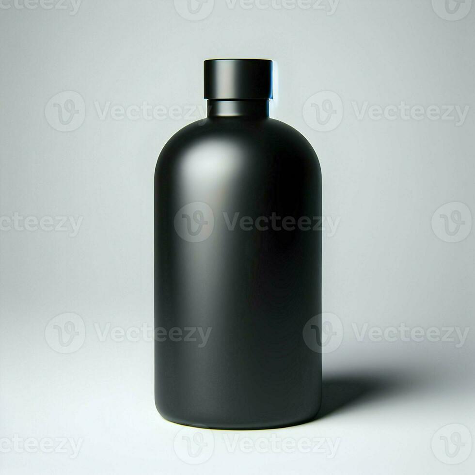 AI generated 3D illustration Rendering Aluminium Bottle on White Background Black Grey White photo