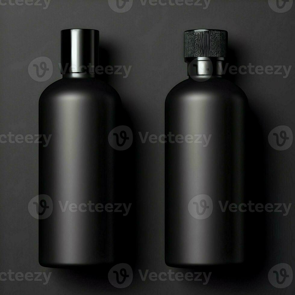 AI generated 3D illustration Rendering Aluminium Bottle on White Background Black Grey White photo