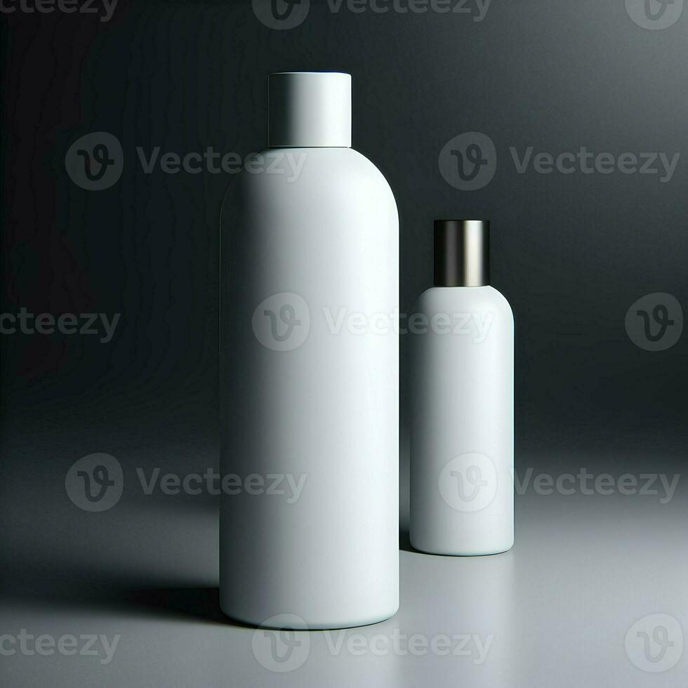 AI generated 3D illustration Rendering Aluminium Bottle on White Background Black Grey White photo