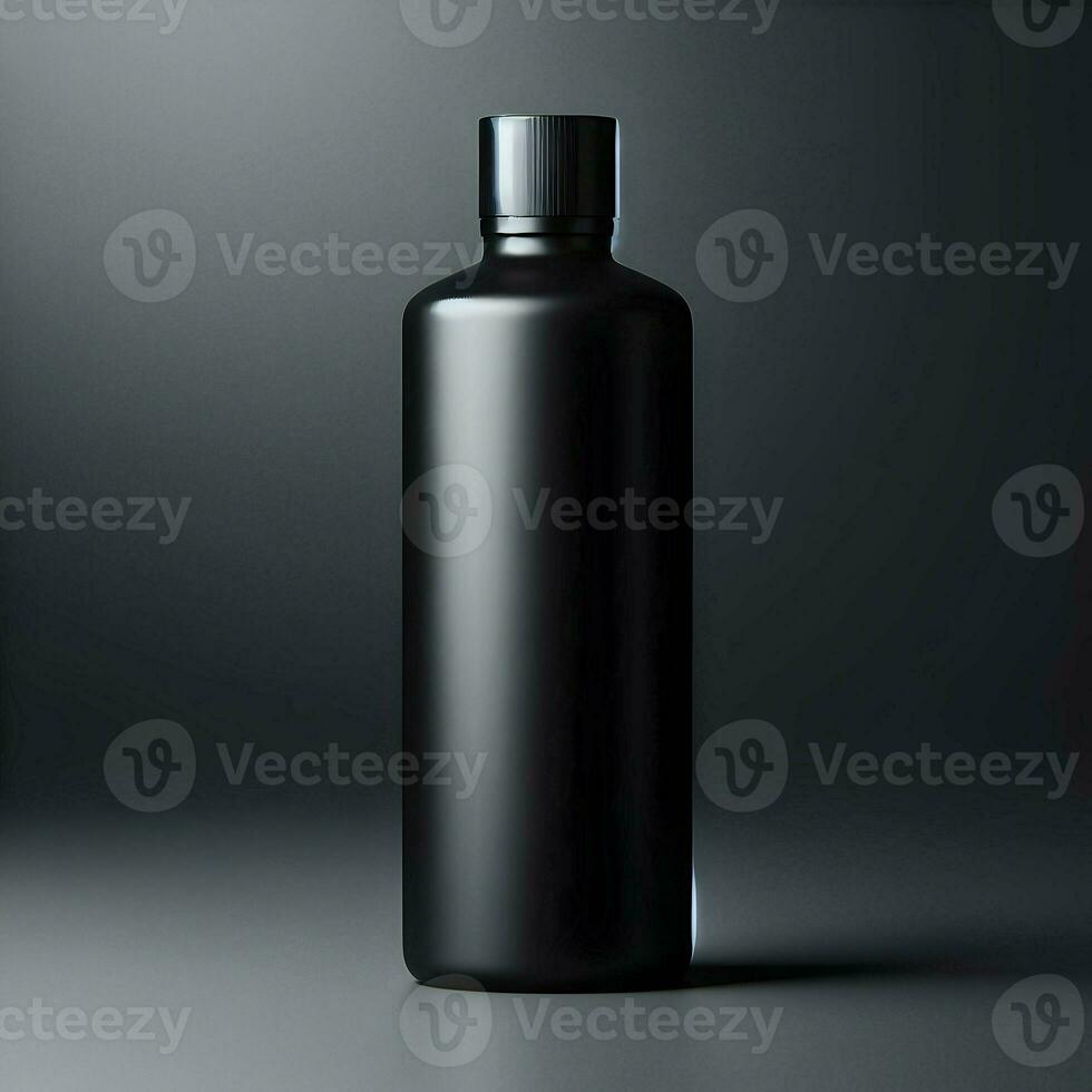 AI generated 3D illustration Rendering Aluminium Bottle on White Background Black Grey White photo