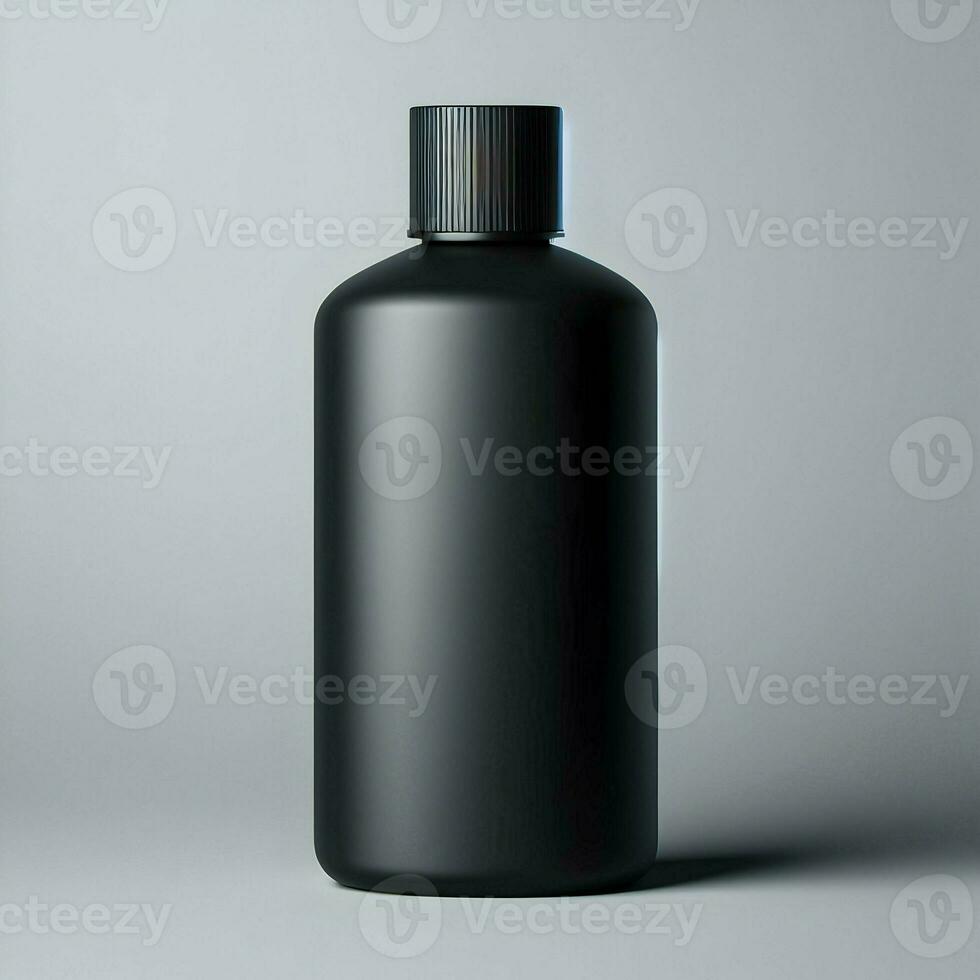 AI generated 3D illustration Rendering Aluminium Bottle on White Background Black Grey White photo