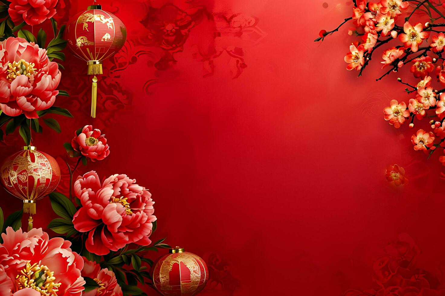 AI generated Pattern art background of Chinese New Year festival photo