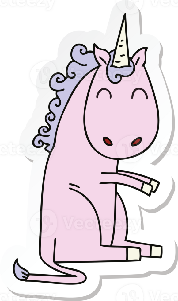 sticker of a quirky hand drawn cartoon unicorn png