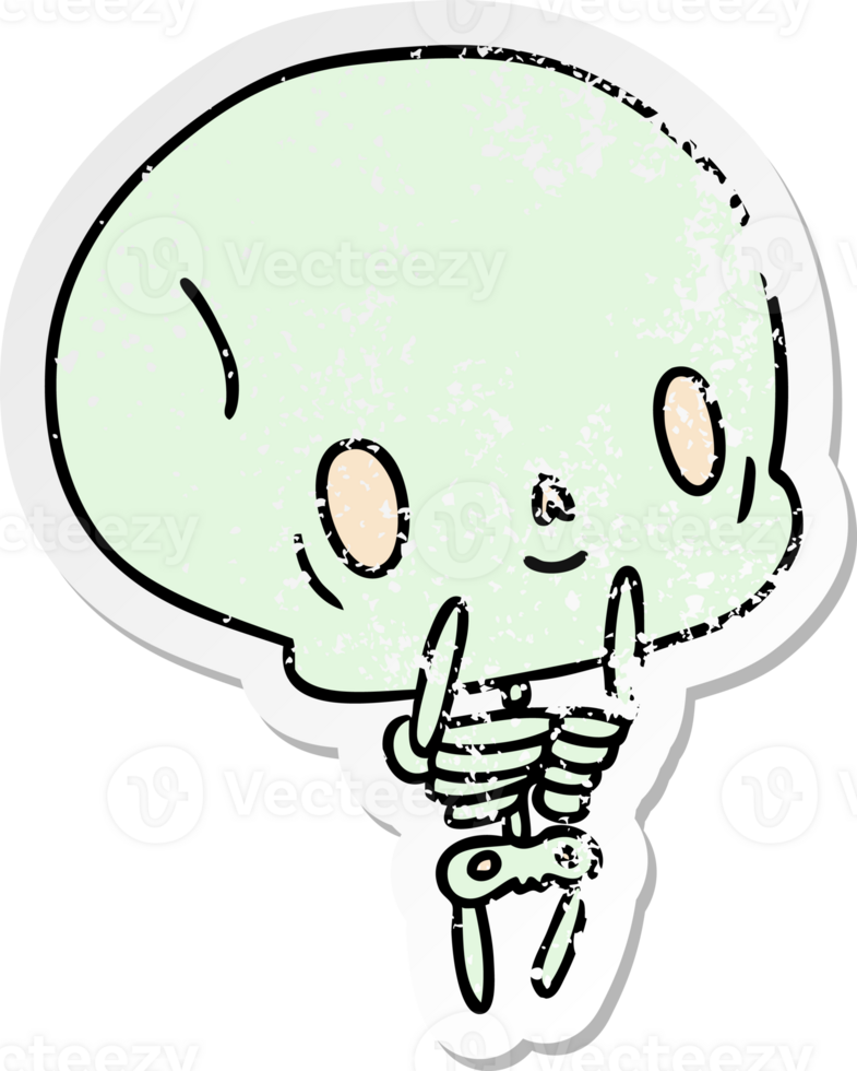 distressed sticker cartoon kawaii cute dead skeleton png