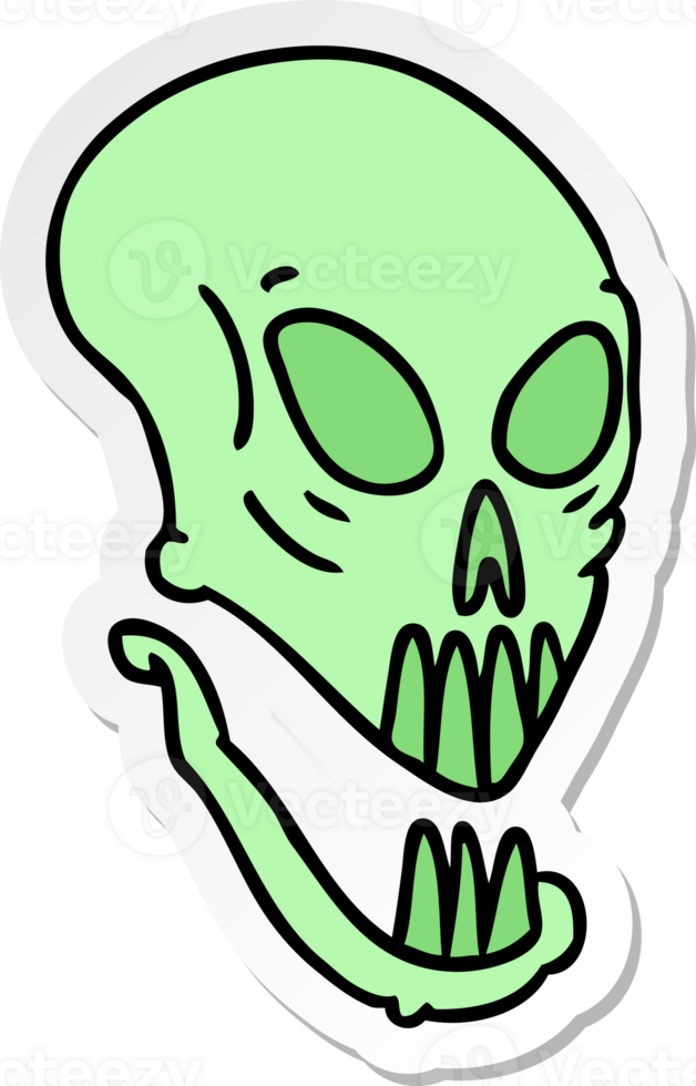 sticker cartoon doodle of a skull head png