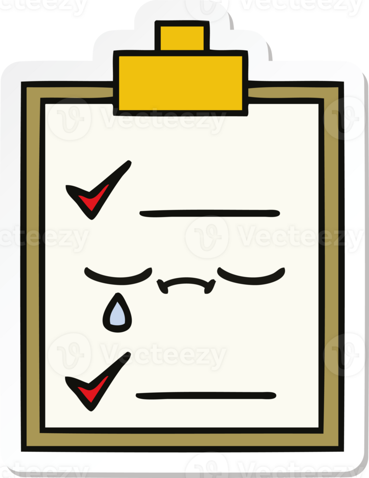 sticker of a cute cartoon check list png