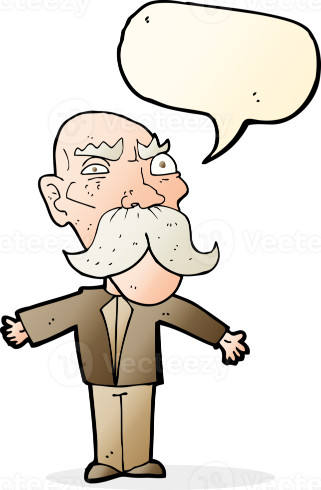 cartoon angry old man with speech bubble png