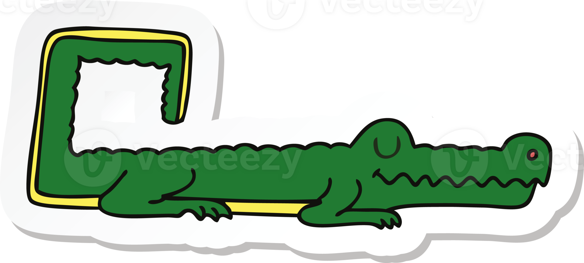 sticker of a quirky hand drawn cartoon crocodile png