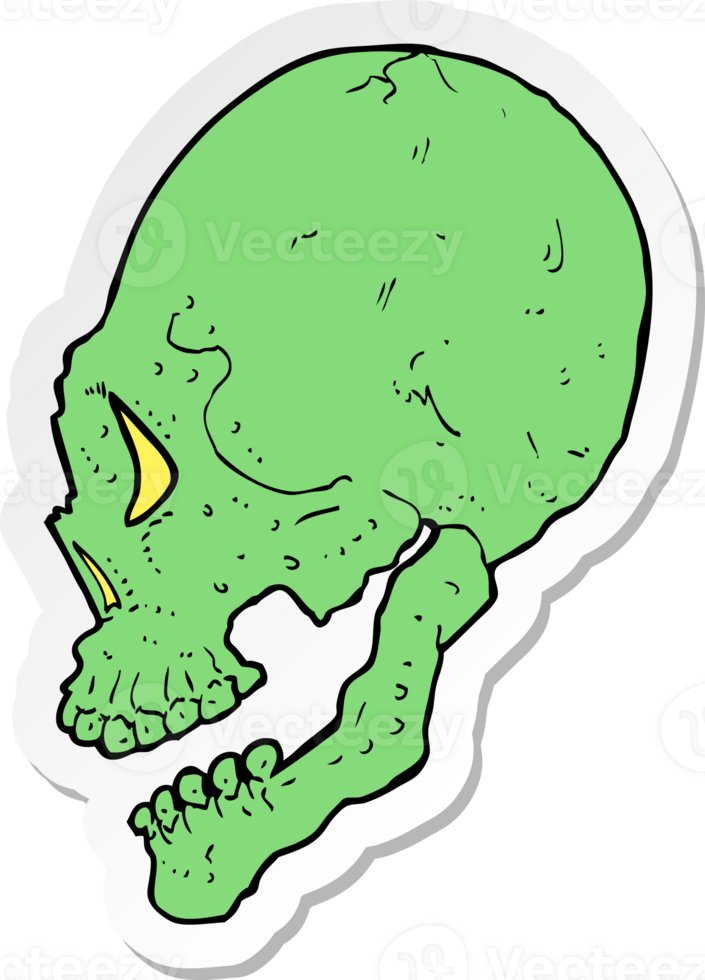 sticker of a spooky skull illustration png