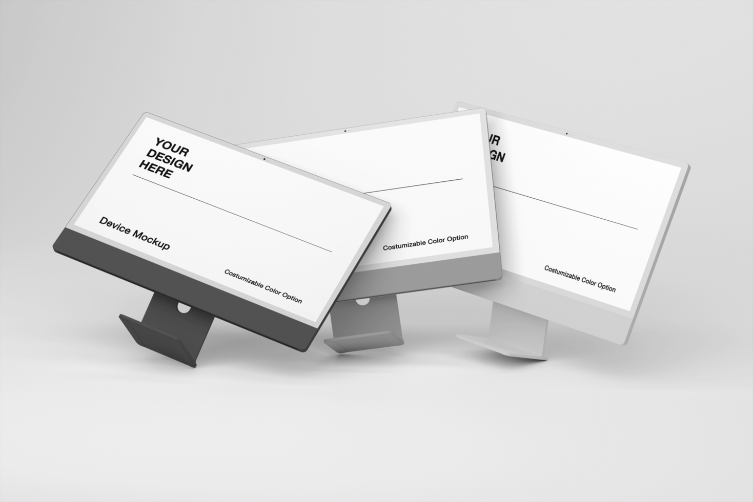 Computer mockup with shadow background and realistic scene psd