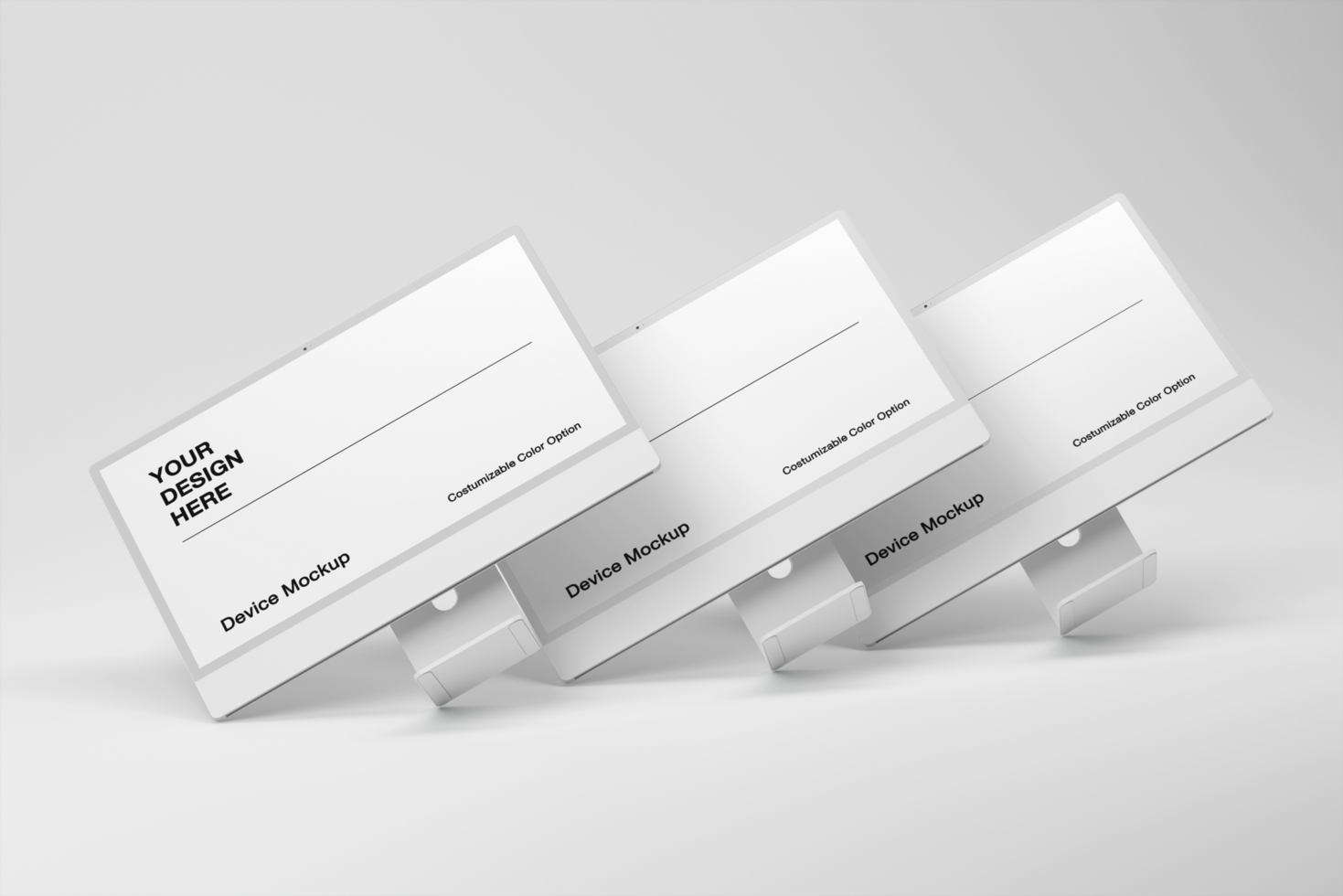 Computer mockup with editable color and minimalist shadow background psd