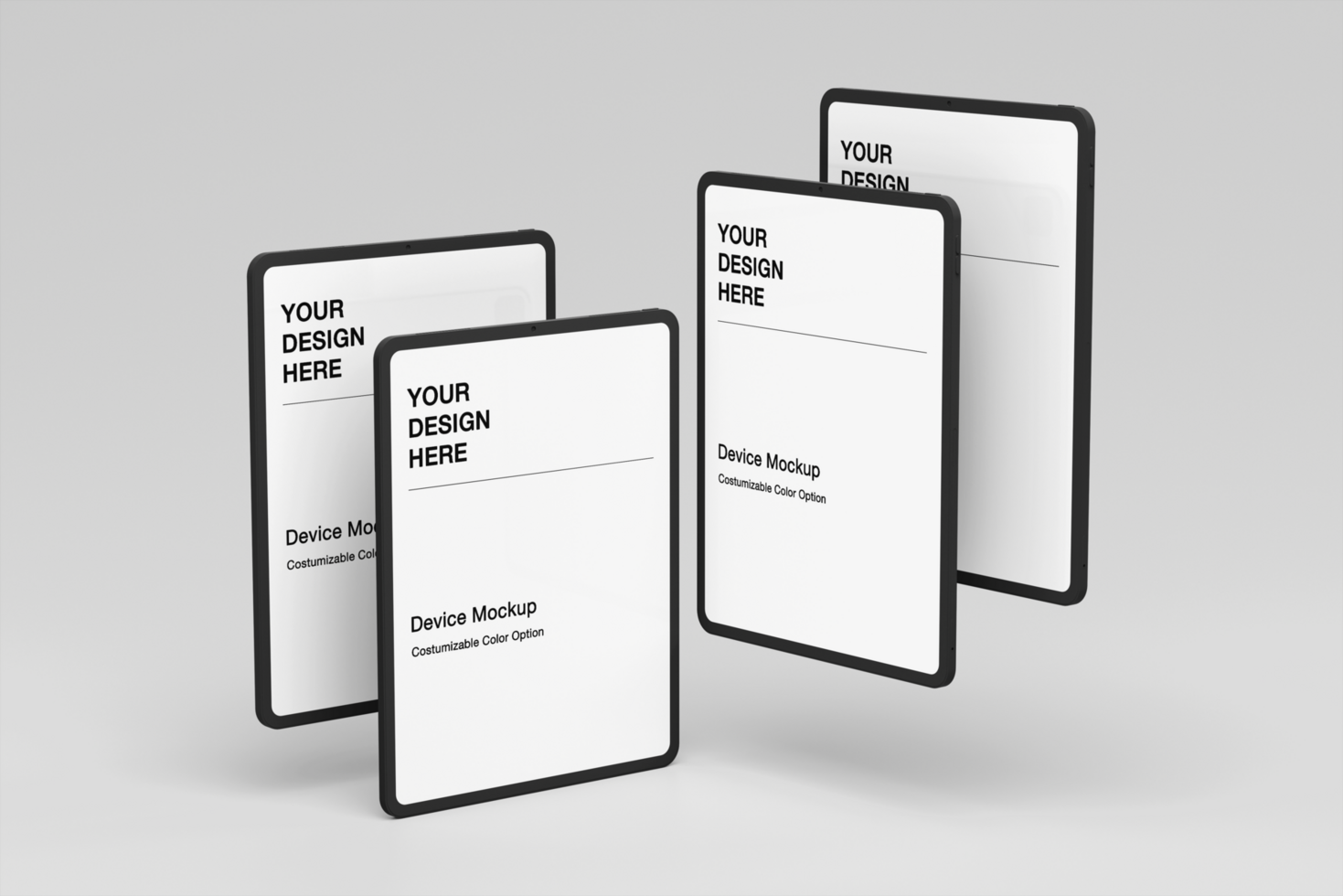 Customizable background and object color. Tablet mockup with shadow background and realistic scene psd