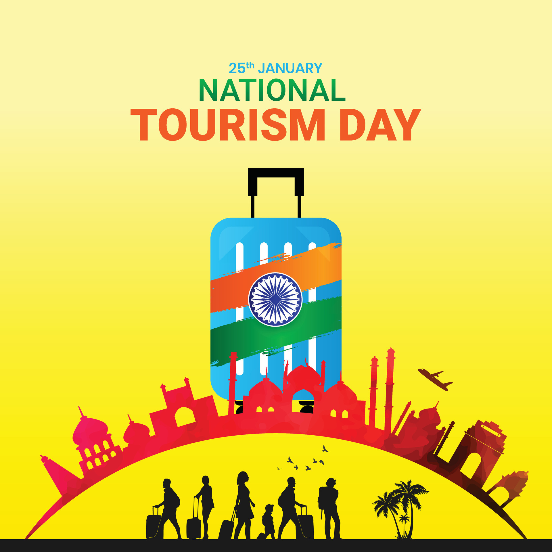 Editable vector illustrations of National Tourism Day can be used for