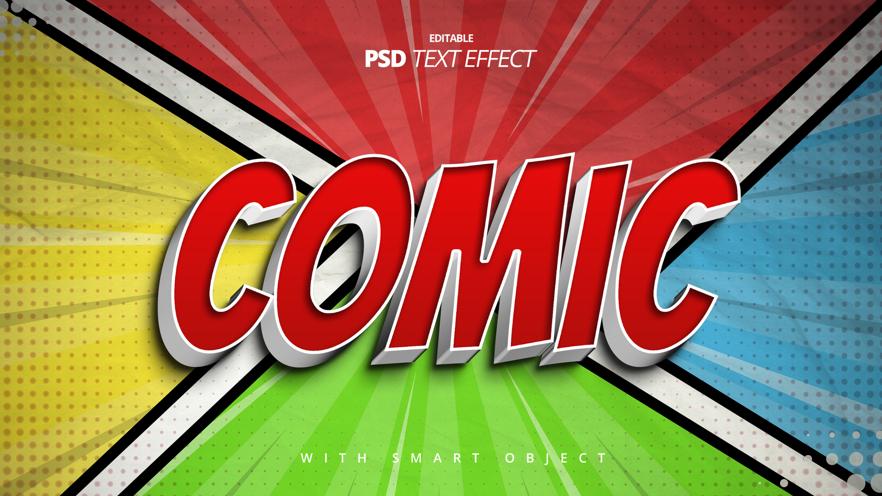 Comic cartoon kids 3d text effect design psd