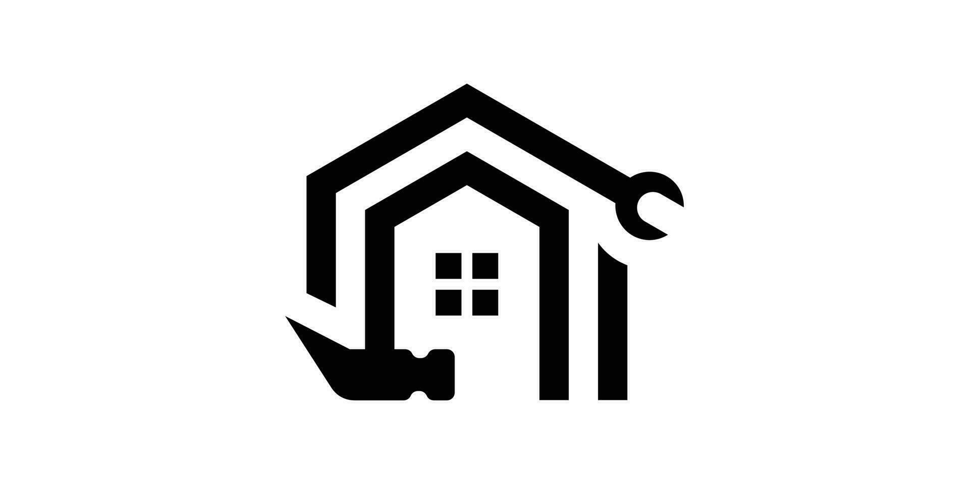 logo design combining the shape of a house with renovation equipment, home renovation logo, home improvement. vector