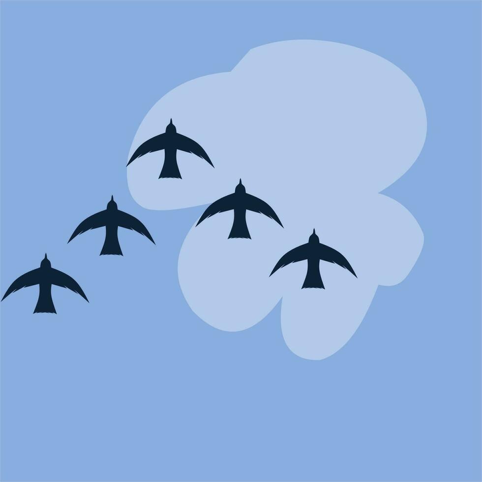 a flock of birds flying in formation vector