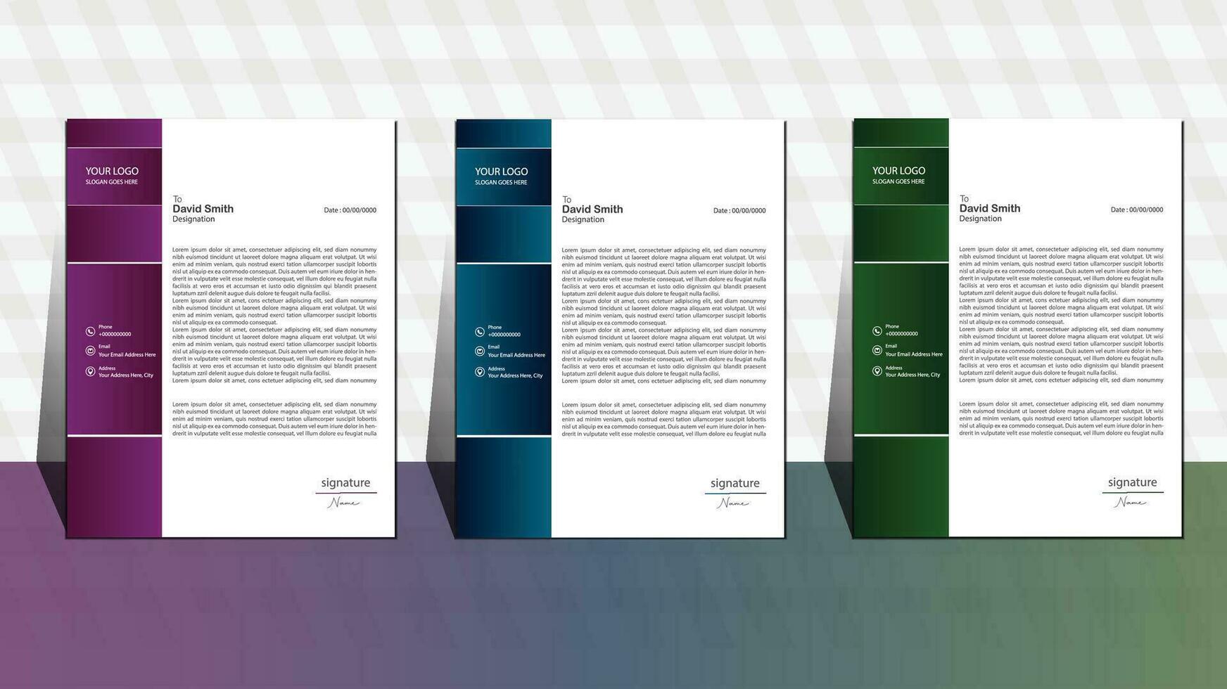 modern design layout. set of three letterhead. business letterhead design. corporate modern letterhead template. professional letter head design. office letterhead design . vector