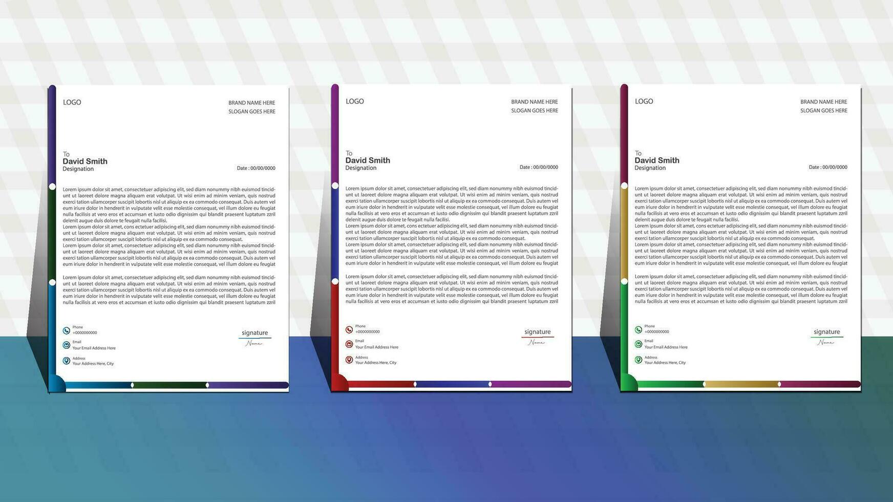 business template. set of three letterhead. business letterhead design. corporate modern letterhead template. professional letter head design. office letterhead design . vector