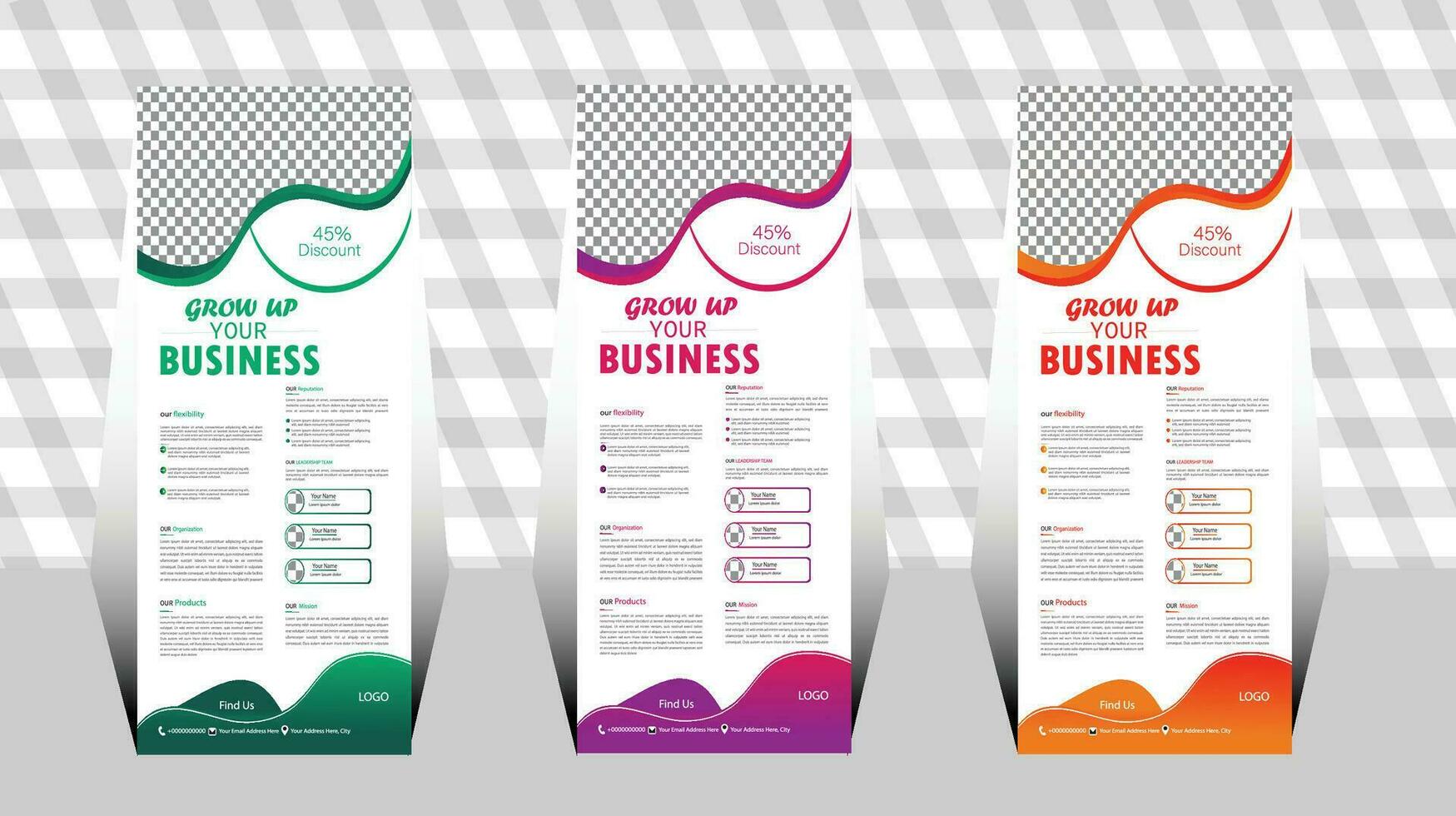 Roll up banner template. layout corporate roll up banner signage standee template. modern clean business banner design. professional banner design. vector