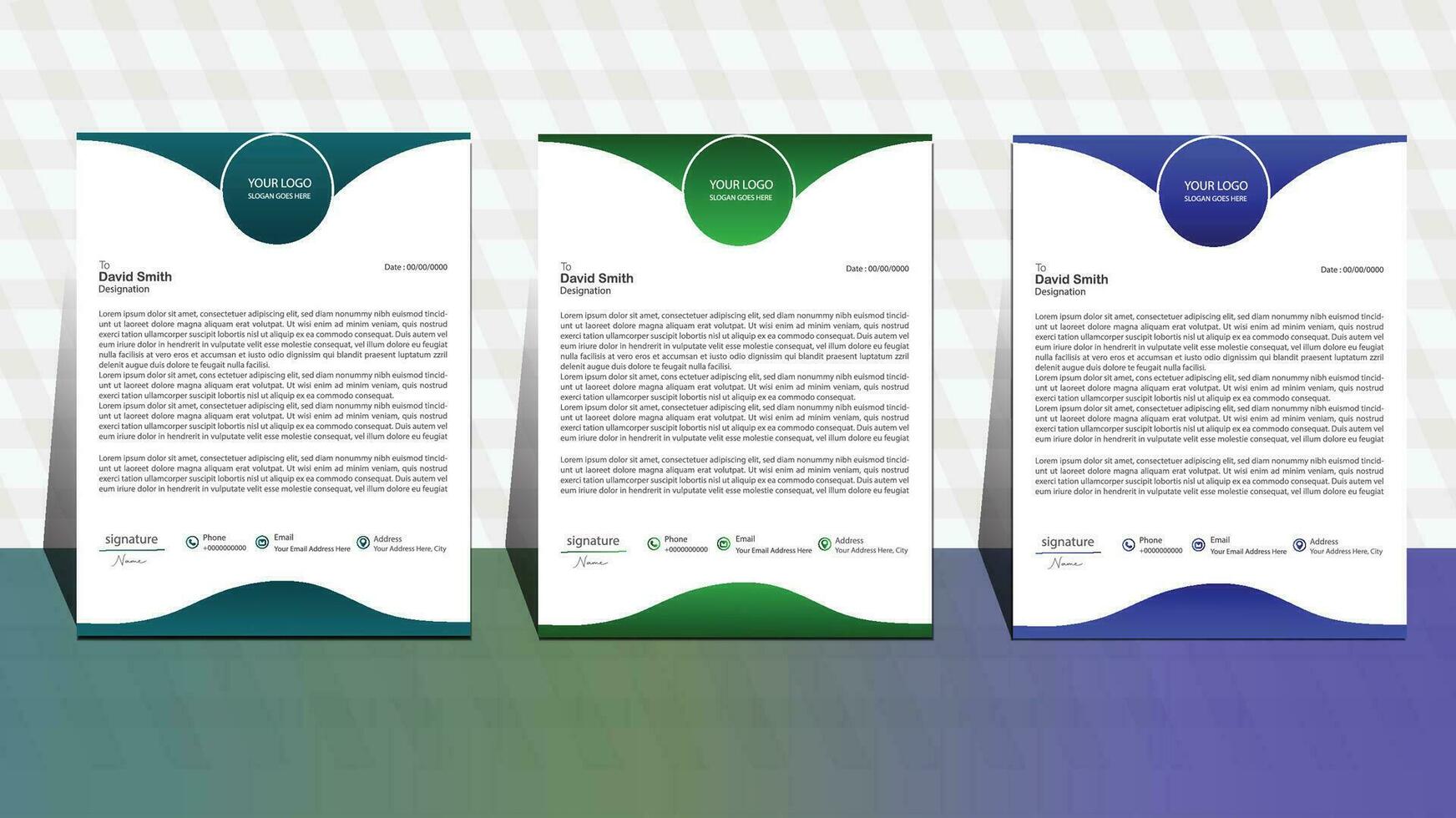 modern design layout. set of three letterhead. business letterhead design. corporate modern letterhead template. professional letter head design. office letterhead design . vector