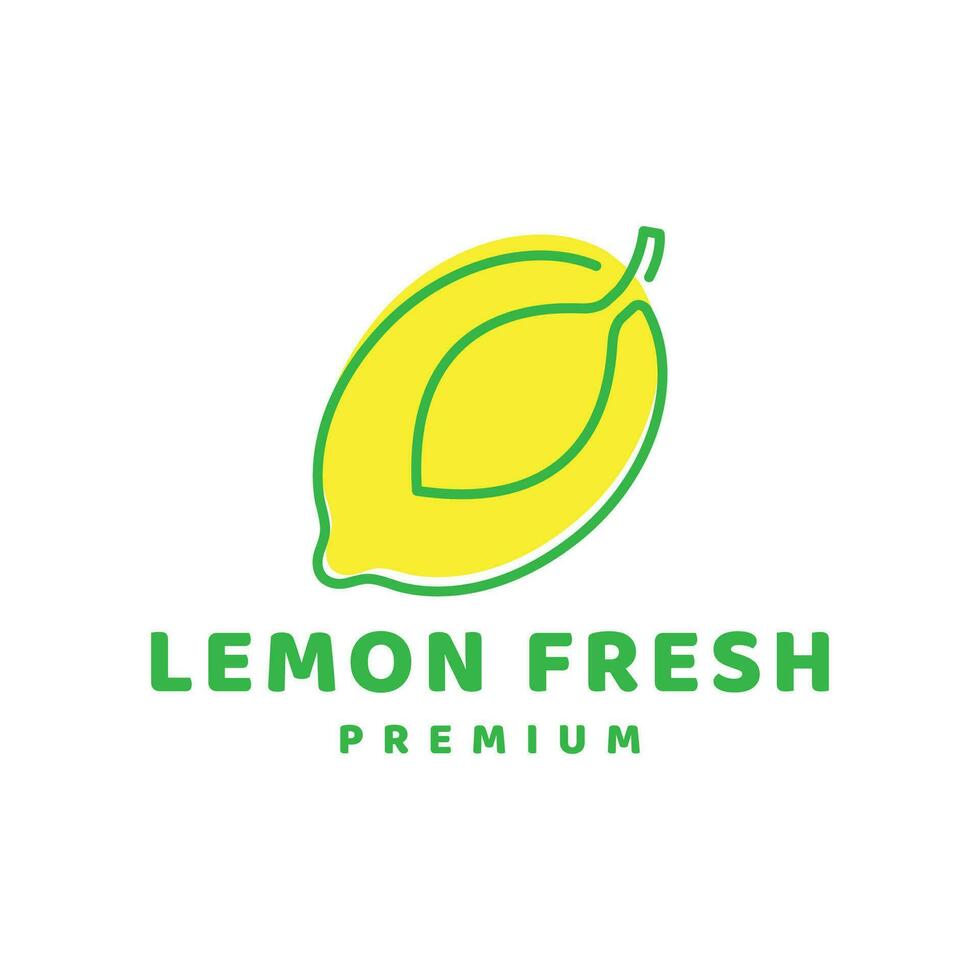 Fresco limón Fruta logo línea Arte estilo vector icono símbolo ilustración diseño modelo