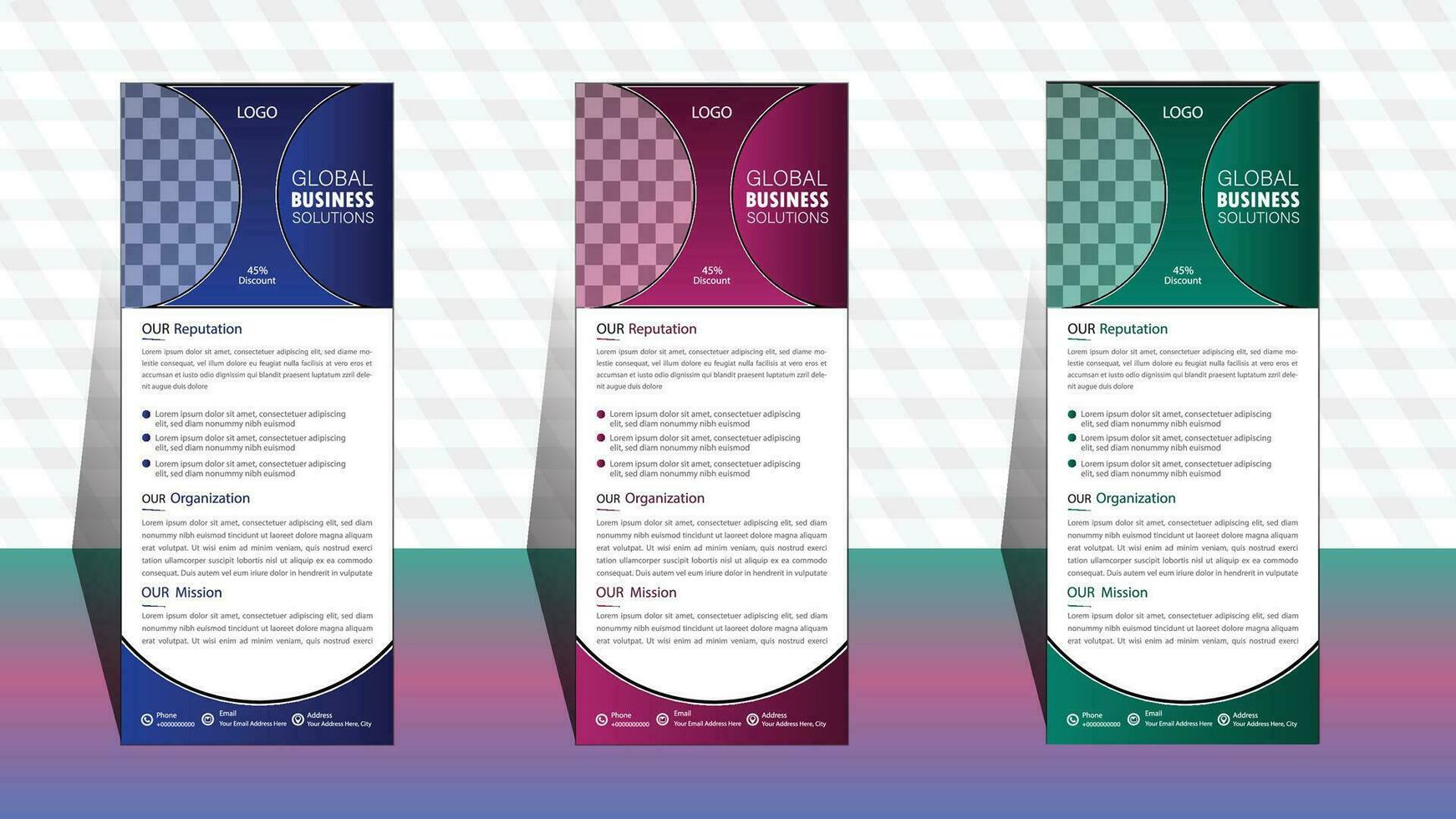 Roll up banner template. layout corporate roll up banner signage standee template. professional corporate roll up banner design. business roll up banner design. roll up banner design. vector