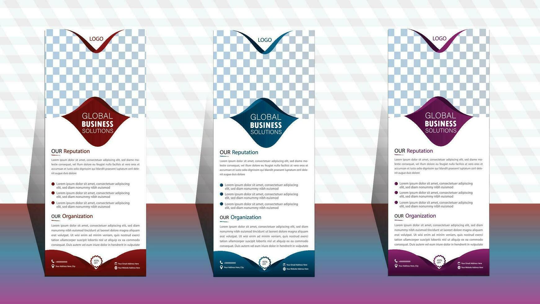 Roll up banner template. layout corporate roll up banner signage standee template. professional corporate roll up banner design. vector