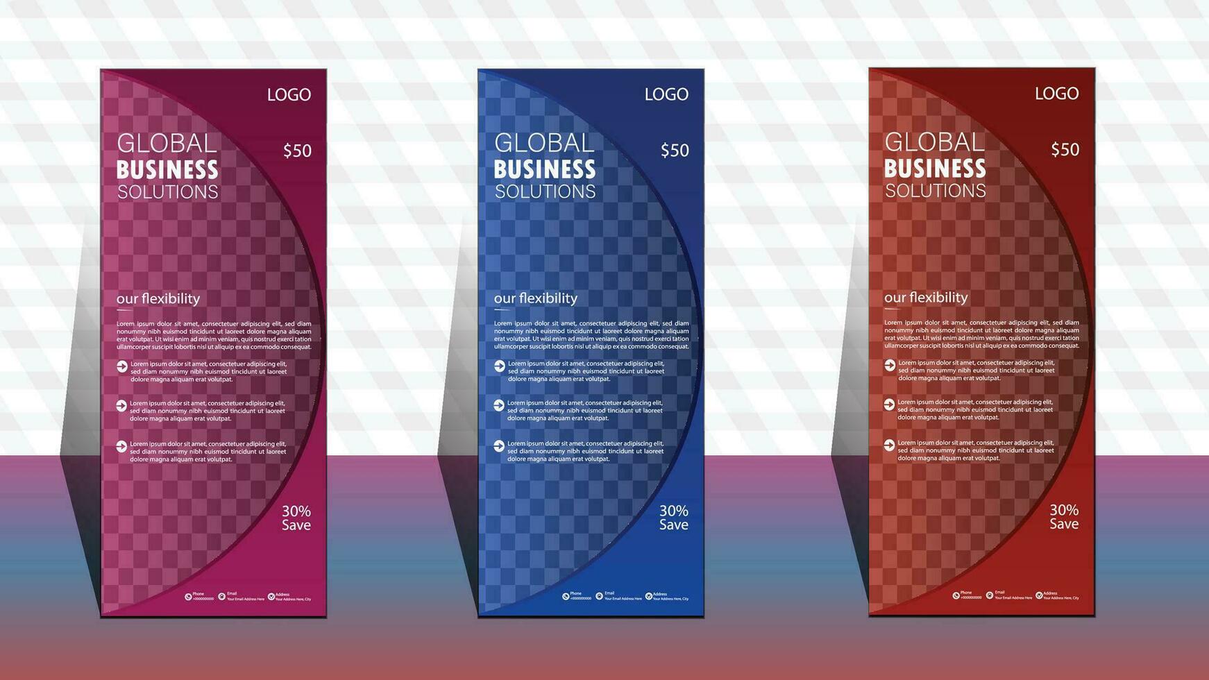 Roll up banner template. layout corporate roll up banner signage standee template. modern clean business banner design. professional banner design. vector