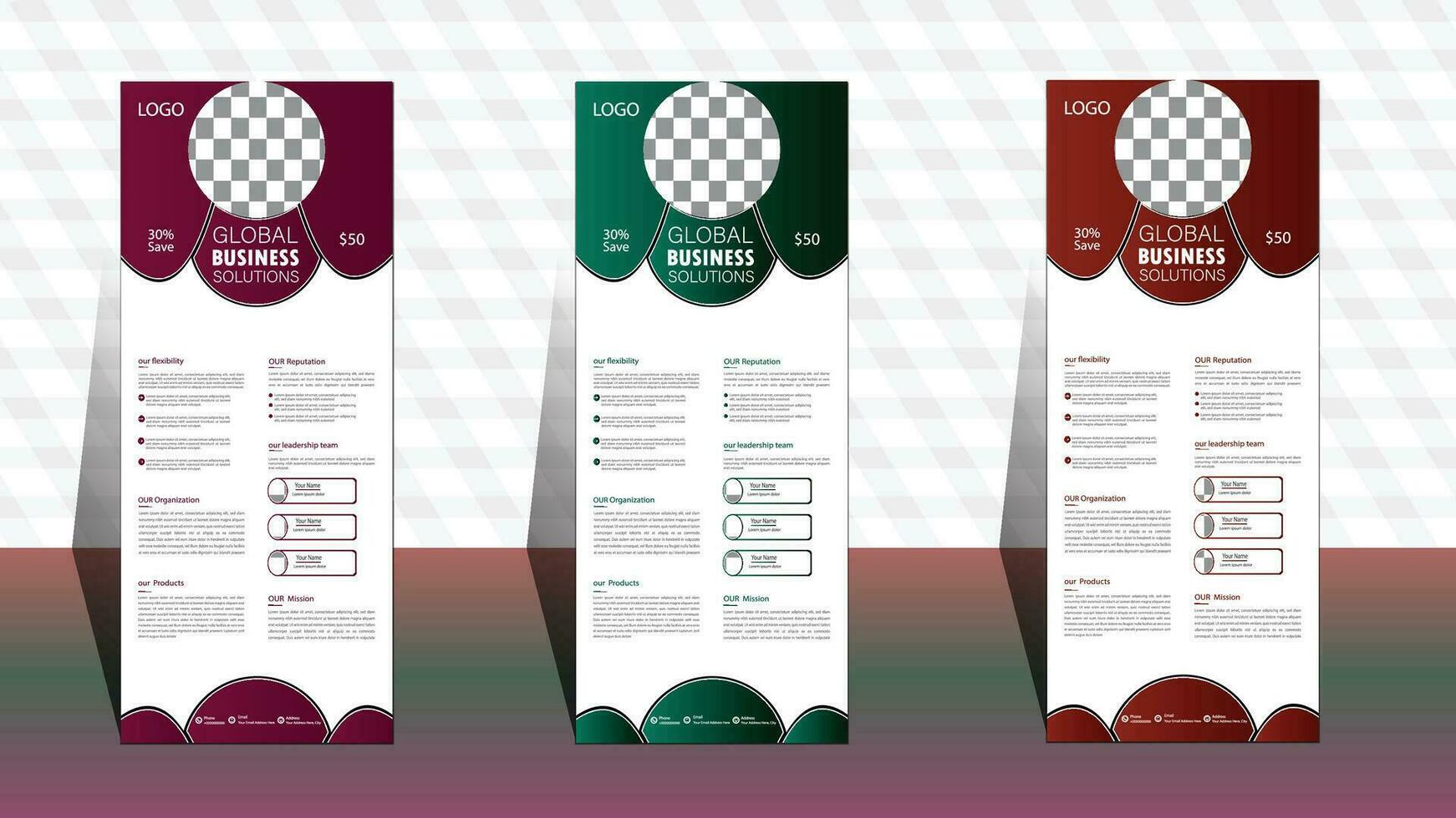 set of colorful banners. Roll up banner template. layout corporate roll up banner signage standee template. professional corporate roll up banner design vector