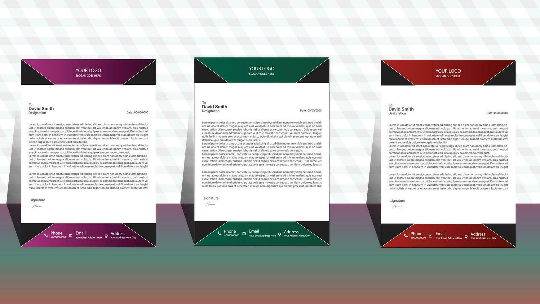 letterhead,  modern design template. business template. set of three letterhead. business letterhead design. corporate modern letterhead template. professional letter head design. office letterhead. vector