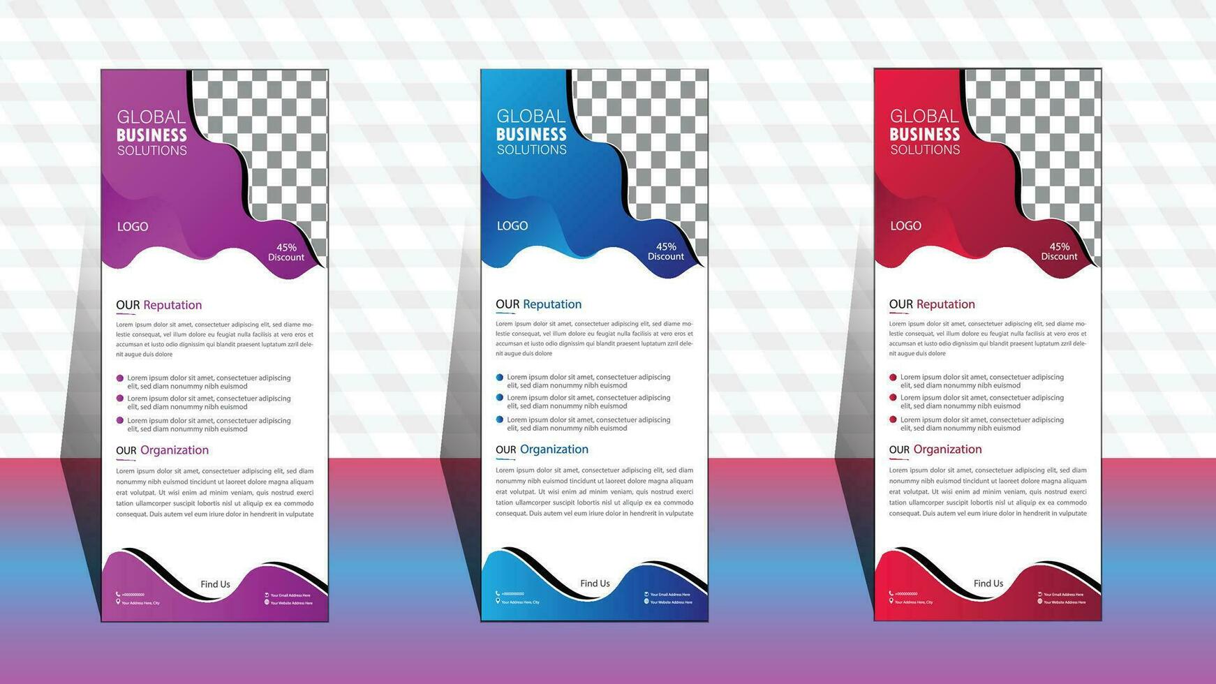 Roll up banner template. layout corporate roll up banner signage standee template. professional corporate roll up banner design. business roll up banner design. roll up banner design. vector