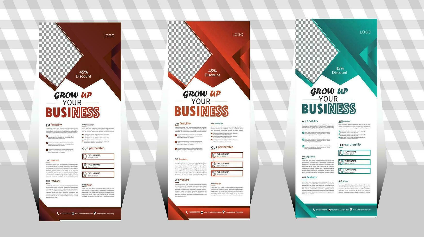 modern design template. set of banners with business. business card template. corporate roll up banner signage standee template vector