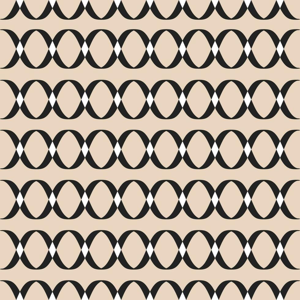 Retro aesthetic seamless pattern in style 60s, 70s. Mid century print with black horizontal rings on a beige background. Geometric vector background.