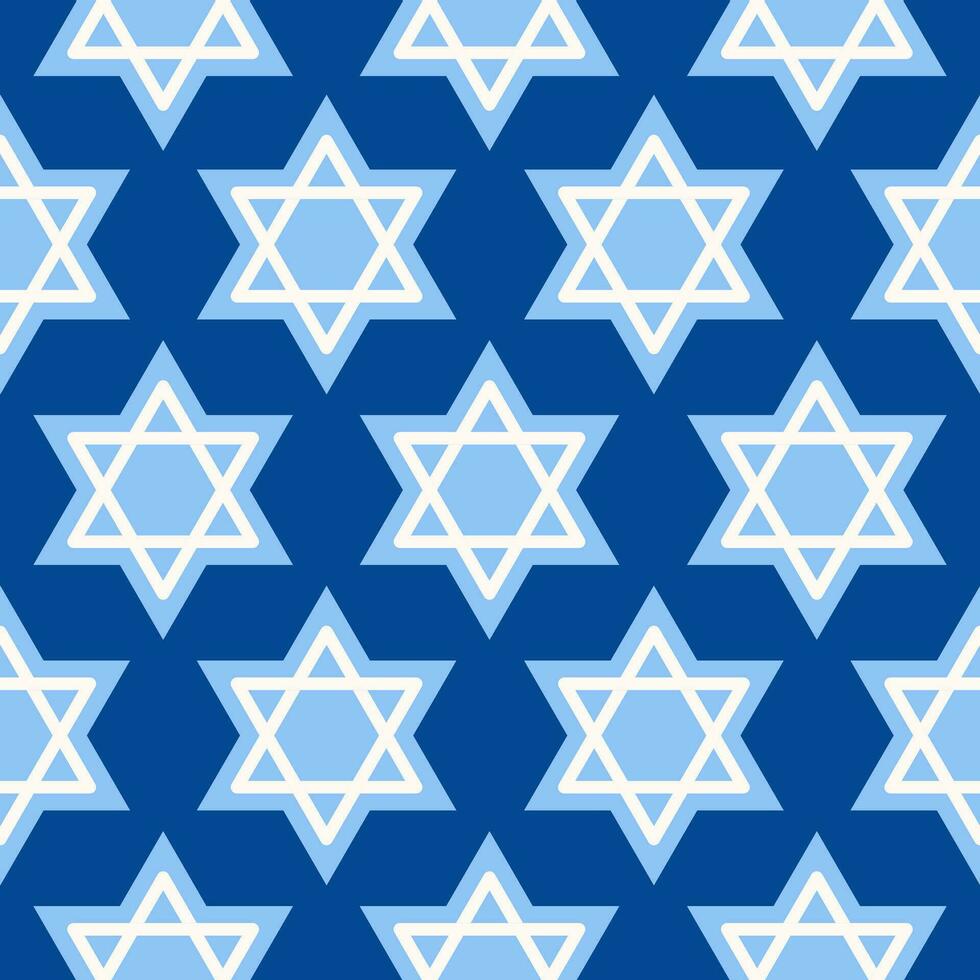 Blue Star Of David seamless pattern. Monochrome minimal background. Vector illustration