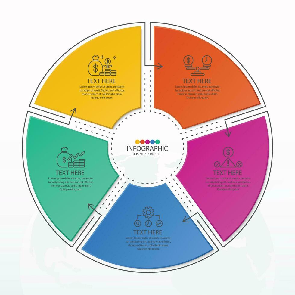 Infographic with 5 steps, process or options. vector