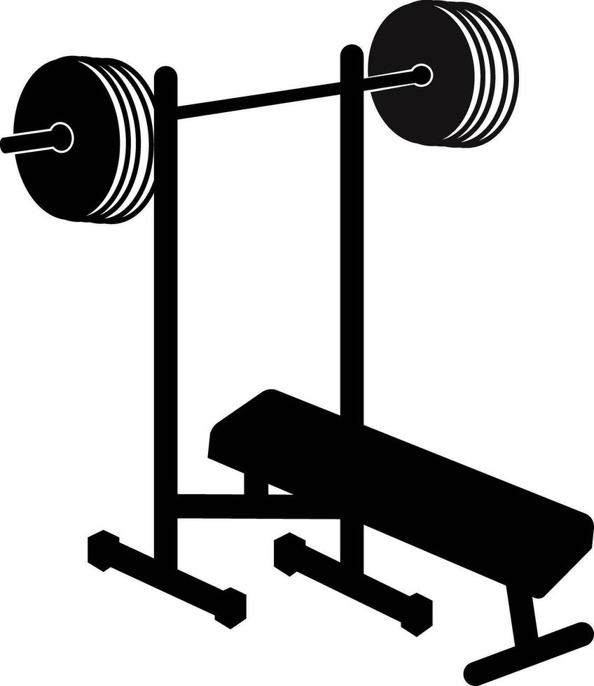 Bench with barbel icon. Bench press gym equipment sign. Gym bench and barbell symbol. flat style. vector