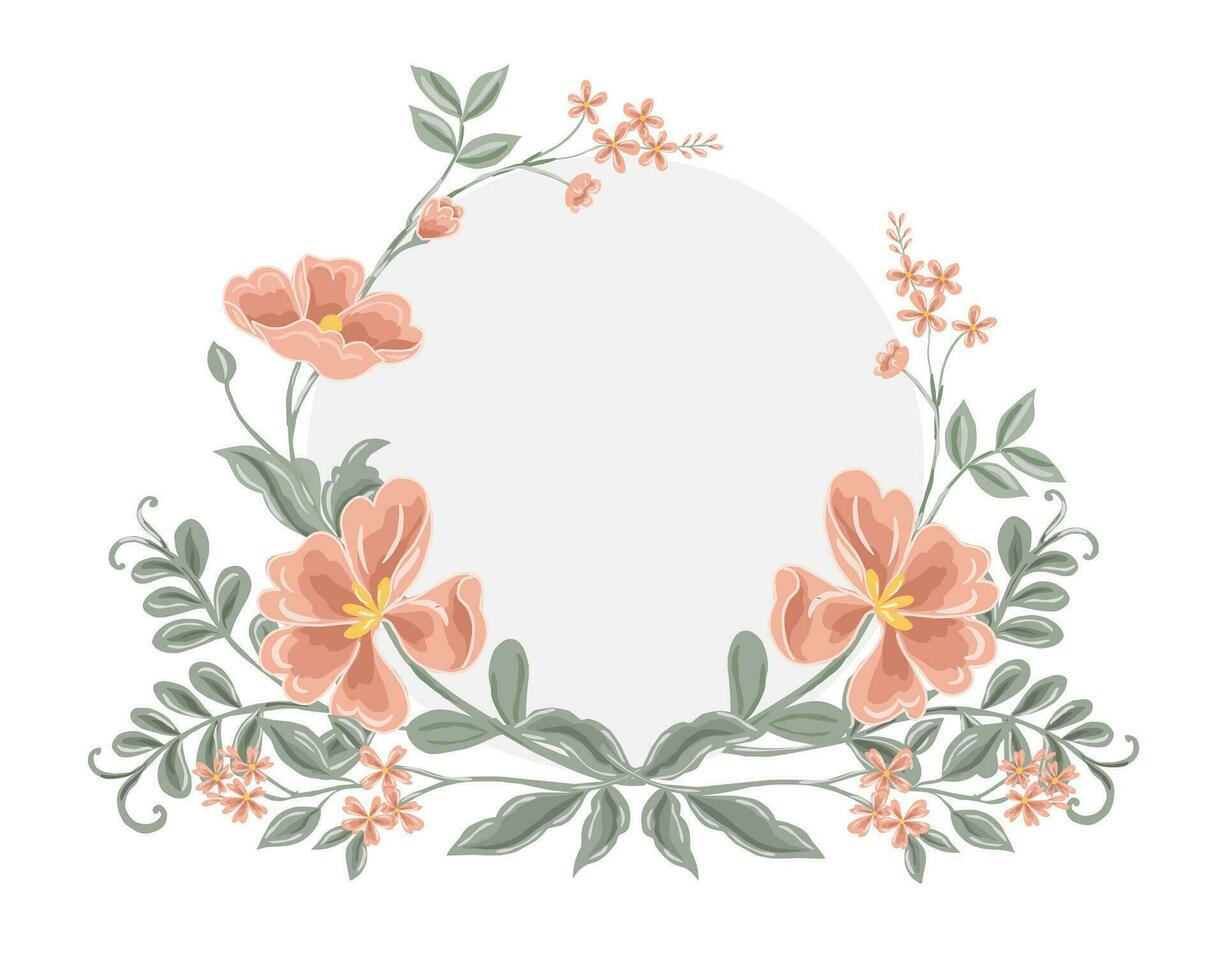 Hand Drawn Vintage Wild Flower Wreath vector