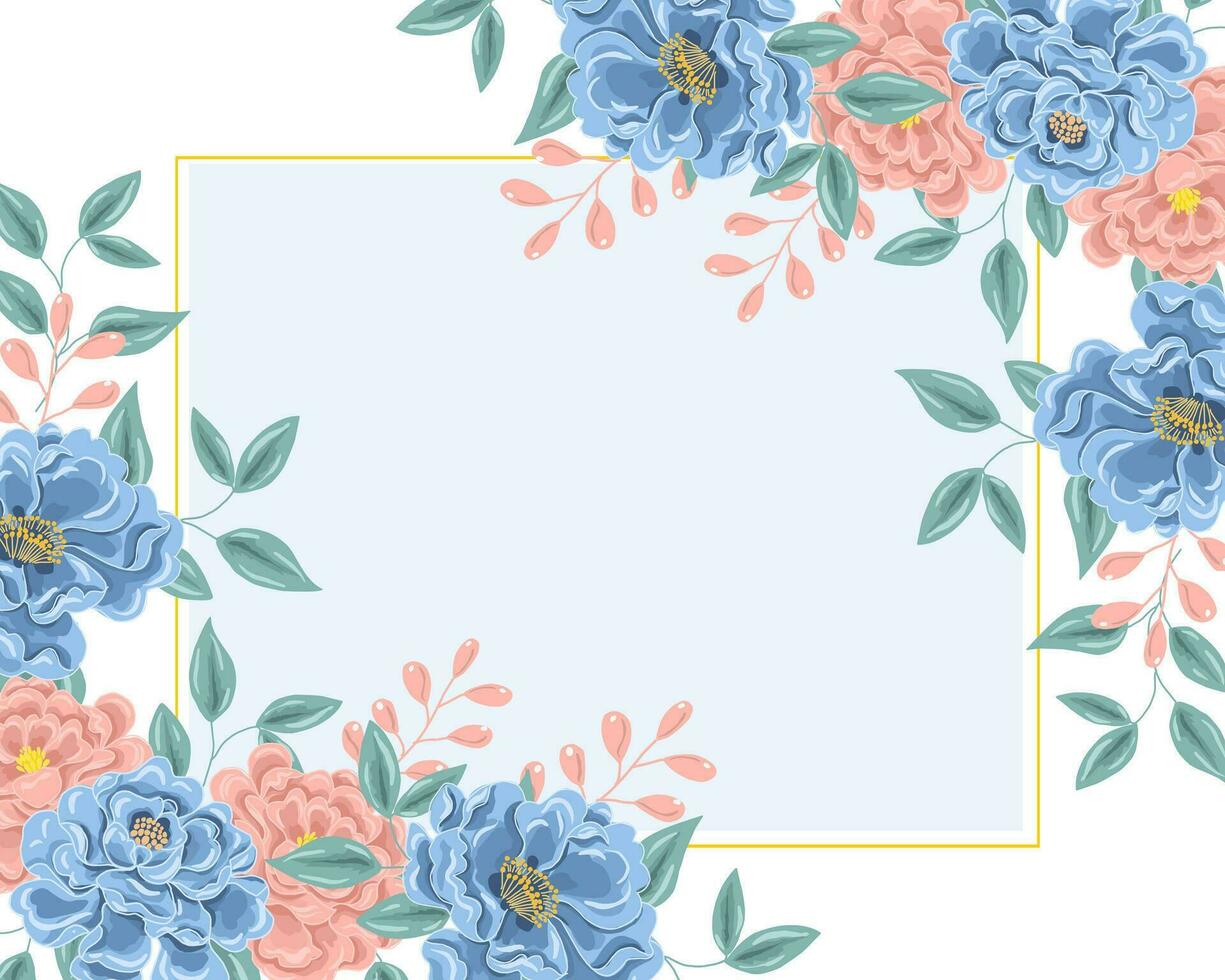 Hand Drawn Blue and Pink Rose Border vector