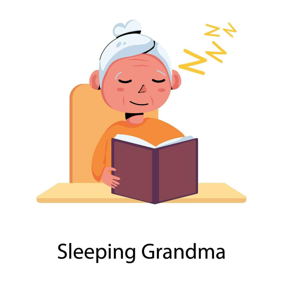 Trendy Sleeping Grandma 36344874 Vector Art at Vecteezy