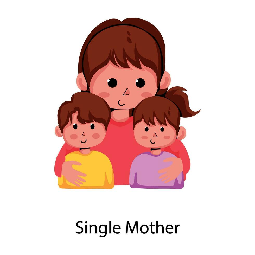 Trendy Single Mother vector